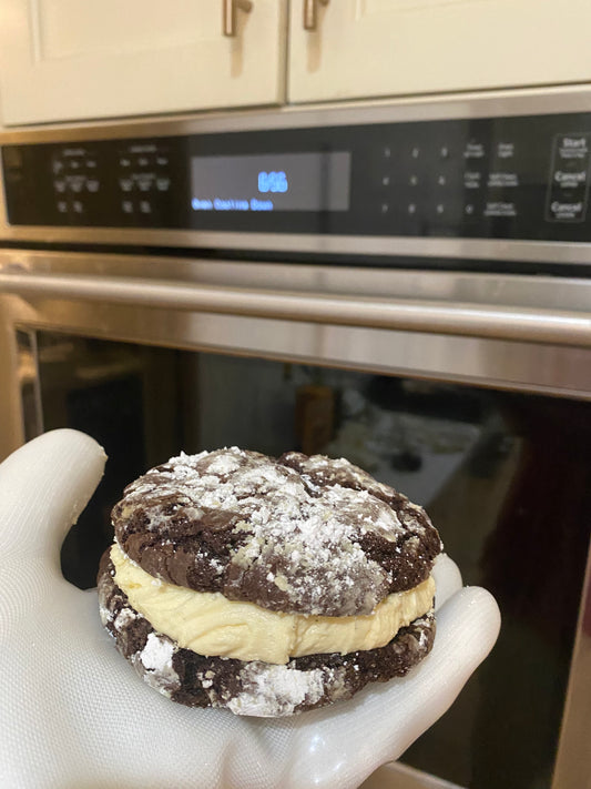 Sourdough Chocolate Crinkle Cookies filled with Buttercream ( 4 cookie sandwiches)95